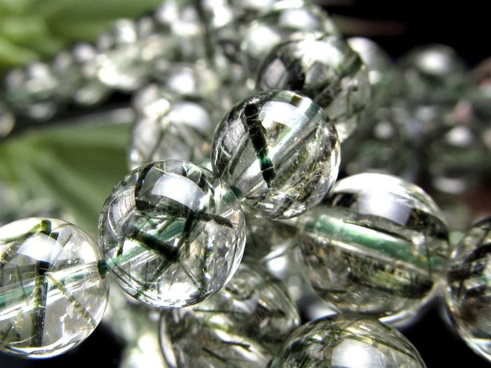 グリーンルチル グリーントルマリン ブレスレット アクチノライトインクォーツ ブレスレット