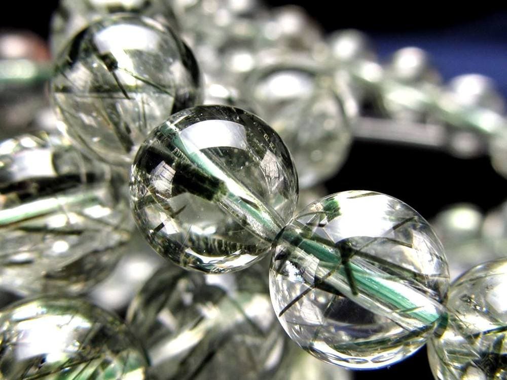 グリーンルチル グリーントルマリン ブレスレット アクチノライトインクォーツ ブレスレット