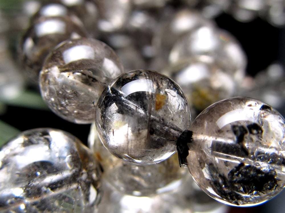 エレスチャルクォーツ 骸骨水晶 ブレスレット 水晶の最終形態 グラファイト