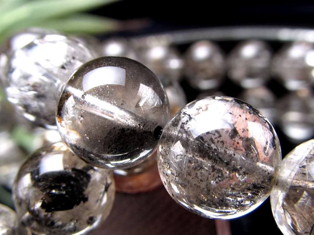 エレスチャルクォーツ 骸骨水晶 ブレスレット 水晶の最終形態 グラファイト