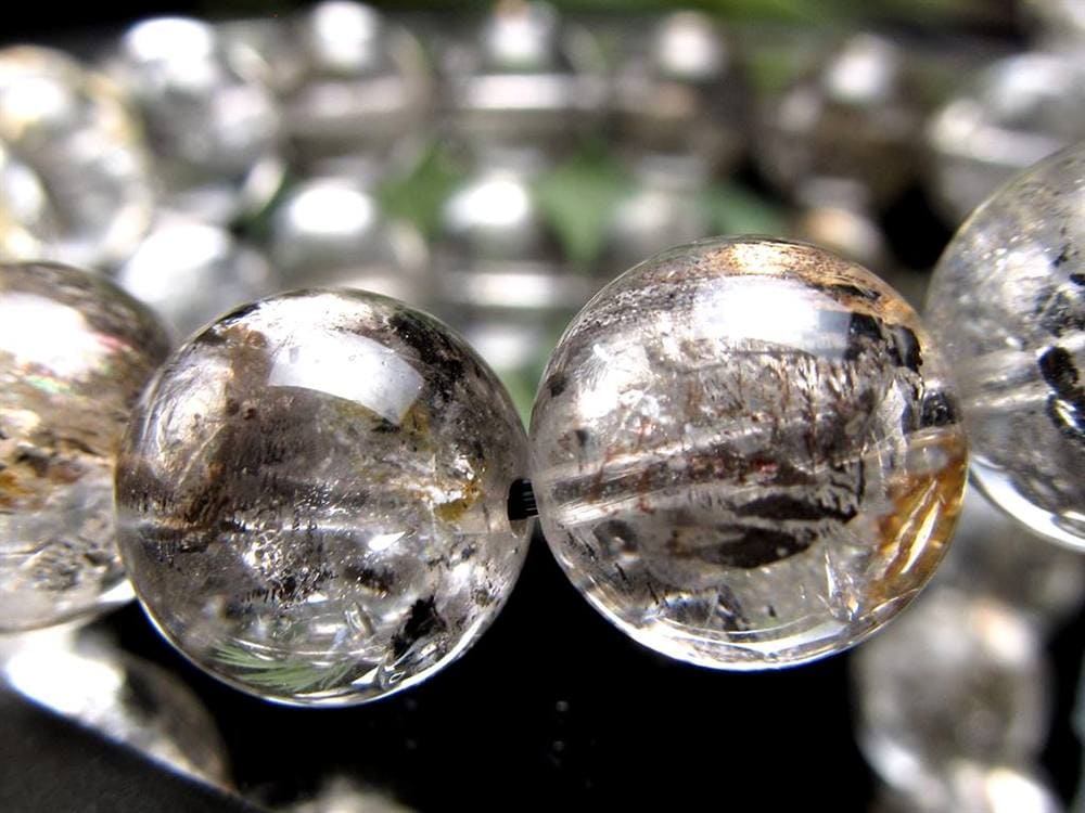 エレスチャルクォーツ 骸骨水晶 ブレスレット 水晶の最終形態 グラファイト