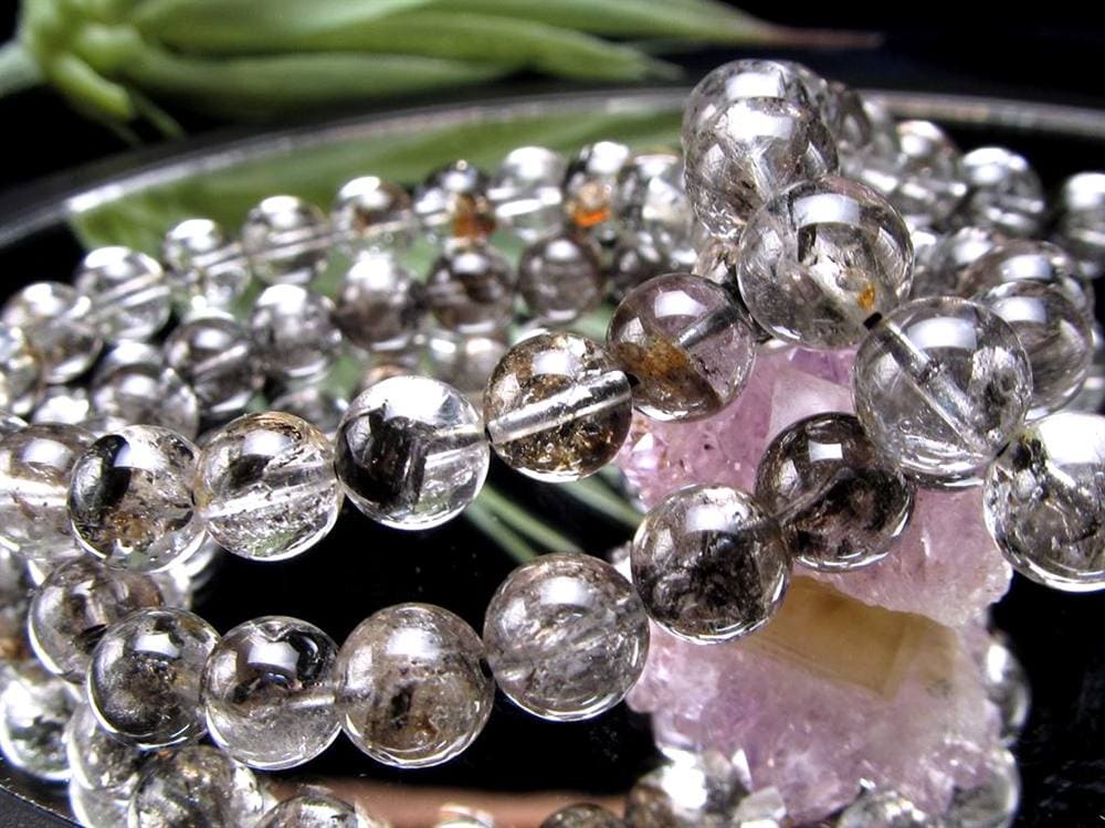 エレスチャルクォーツ 骸骨水晶 ブレスレット 水晶の最終形態 グラファイト