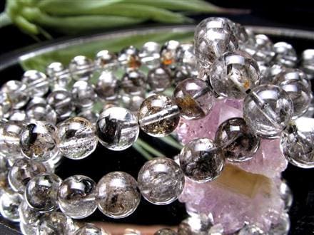 エレスチャルクォーツ 骸骨水晶 ブレスレット 水晶の最終形態 グラファイト