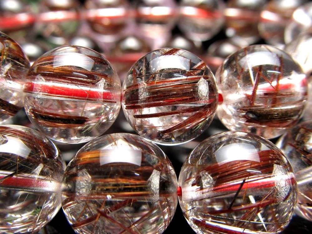 レッドブラウン ルチルクォーツ ブレスレット ルチレイテッドクォーツ キャッツアイ効果