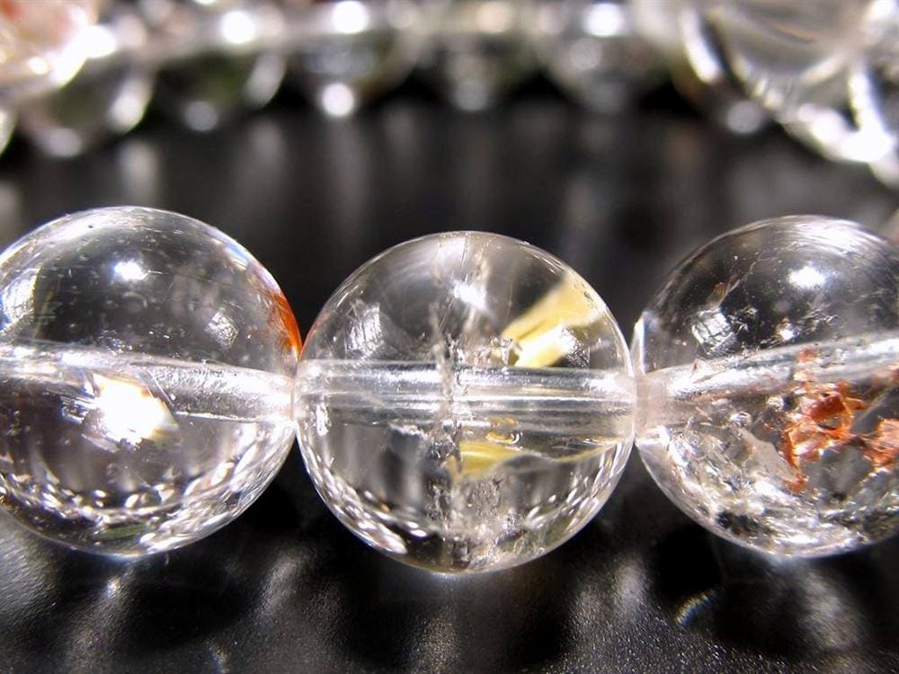 ライモナイトインクォーツ ブレスレット 褐鉄鉱 水晶 貫入