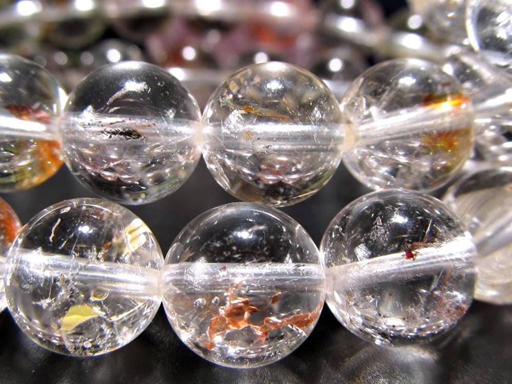 ライモナイトインクォーツ ブレスレット 褐鉄鉱 水晶 貫入
