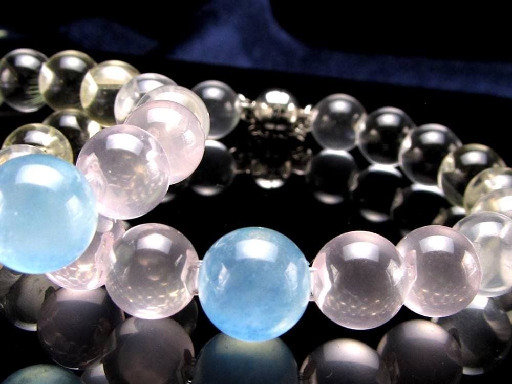 水晶 ローズクォーツ ブレスレット シトリン サイドドリル アクアマリン 天然石 パワーストーン