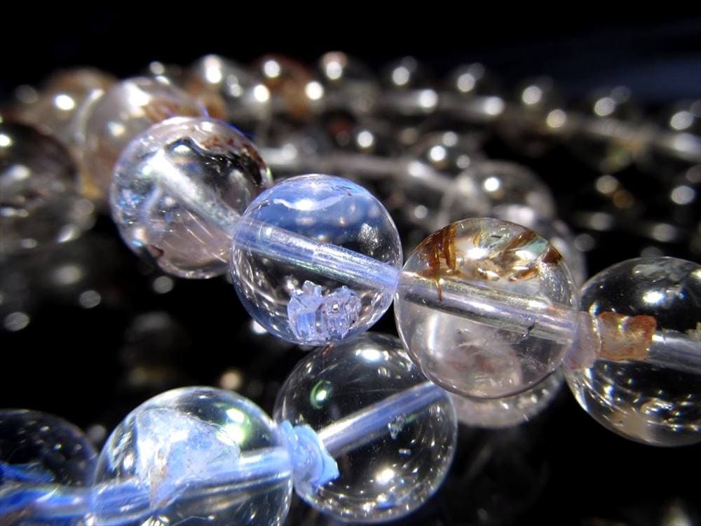 オイルインクォーツ 石油入り水晶 ブレスレット パキスタン産 ライモナイト