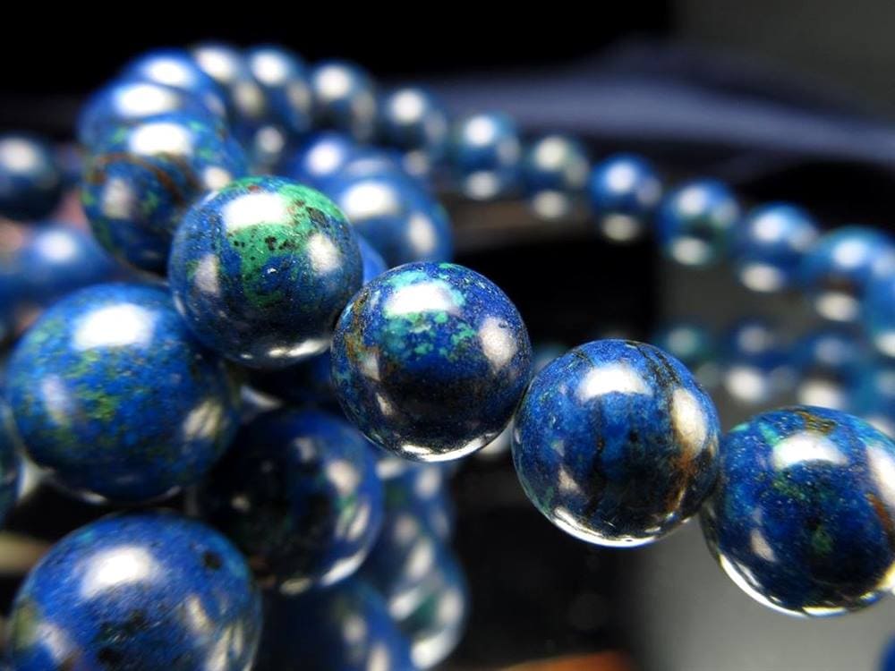 クリソコラ シャッタカイト マラカイト ブレスレット.アズライト