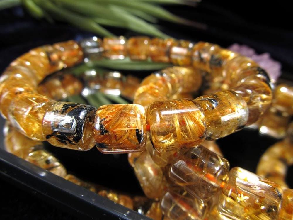 ゴールドルチルクォーツ ブレスレット 母岩 タイチンルチル ヘマタイト