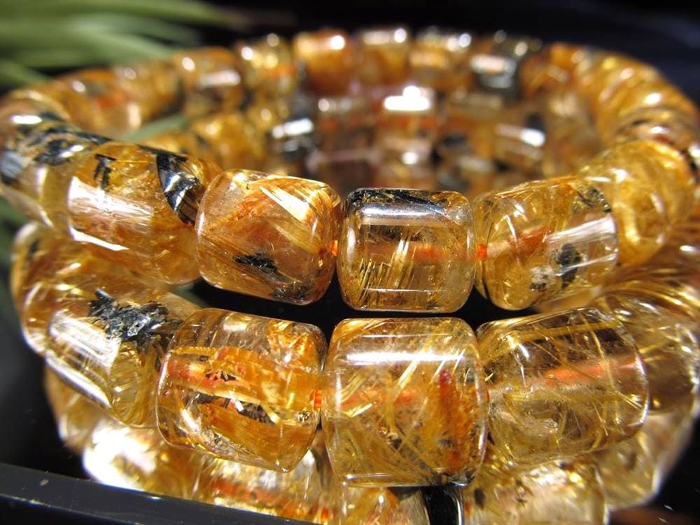 ゴールドルチルクォーツ ブレスレット 母岩 タイチンルチル ヘマタイト