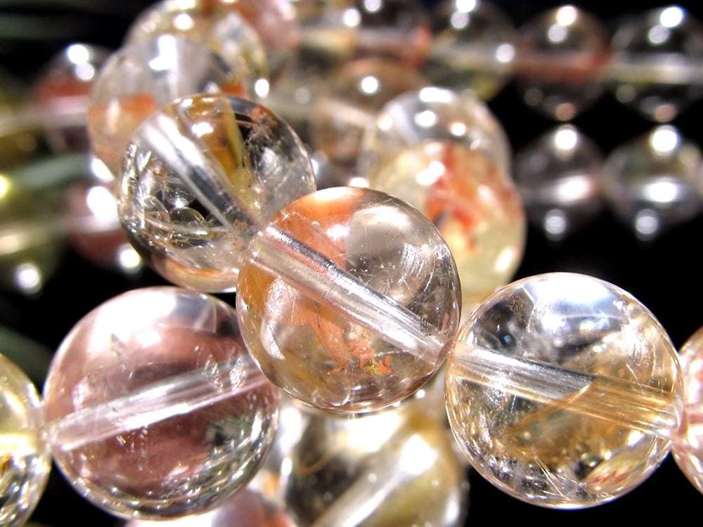 ライモナイトインクォーツ ブレスレット 褐鉄鉱 水晶 貫入
