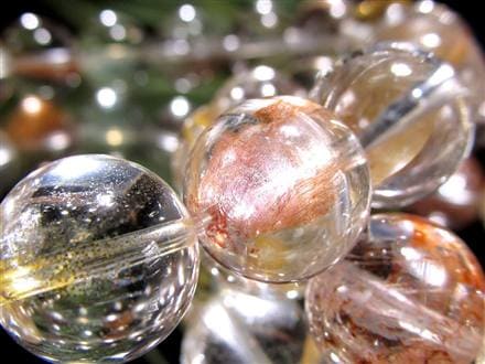 ライモナイトインクォーツ ブレスレット 褐鉄鉱 水晶 貫入