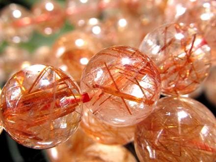 オレンジルチルクォーツ ブレスレット ルチルレイテッドクォーツ 針入り水晶 ルチル針