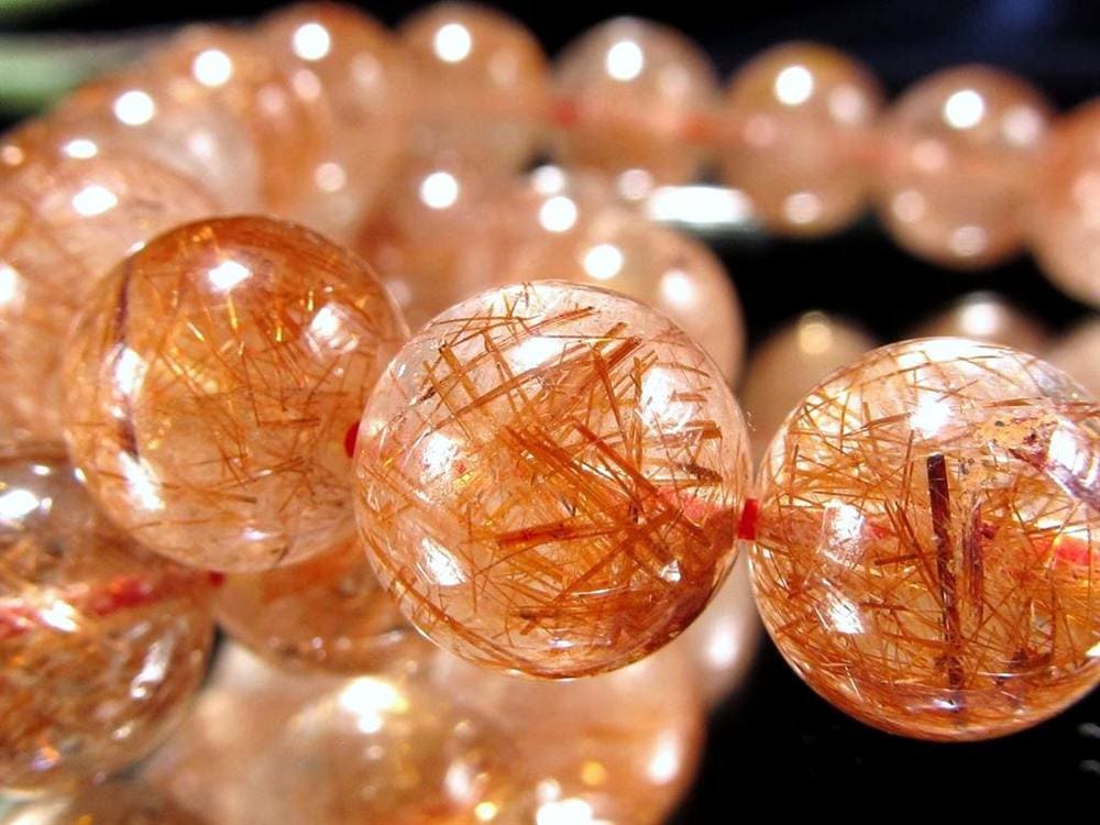 オレンジルチルクォーツ ブレスレット ルチルレイテッドクォーツ 針入り水晶 ルチル針