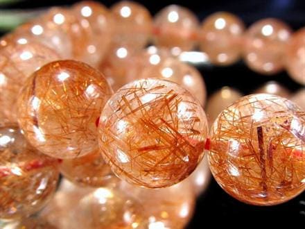 オレンジルチルクォーツ ブレスレット ルチルレイテッドクォーツ 針入り水晶 ルチル針