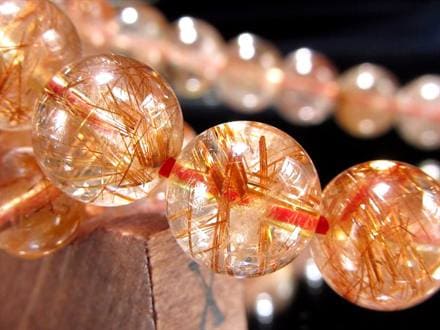 オレンジルチルクォーツ ブレスレット ルチルレイテッドクォーツ 針入り水晶 ルチル針