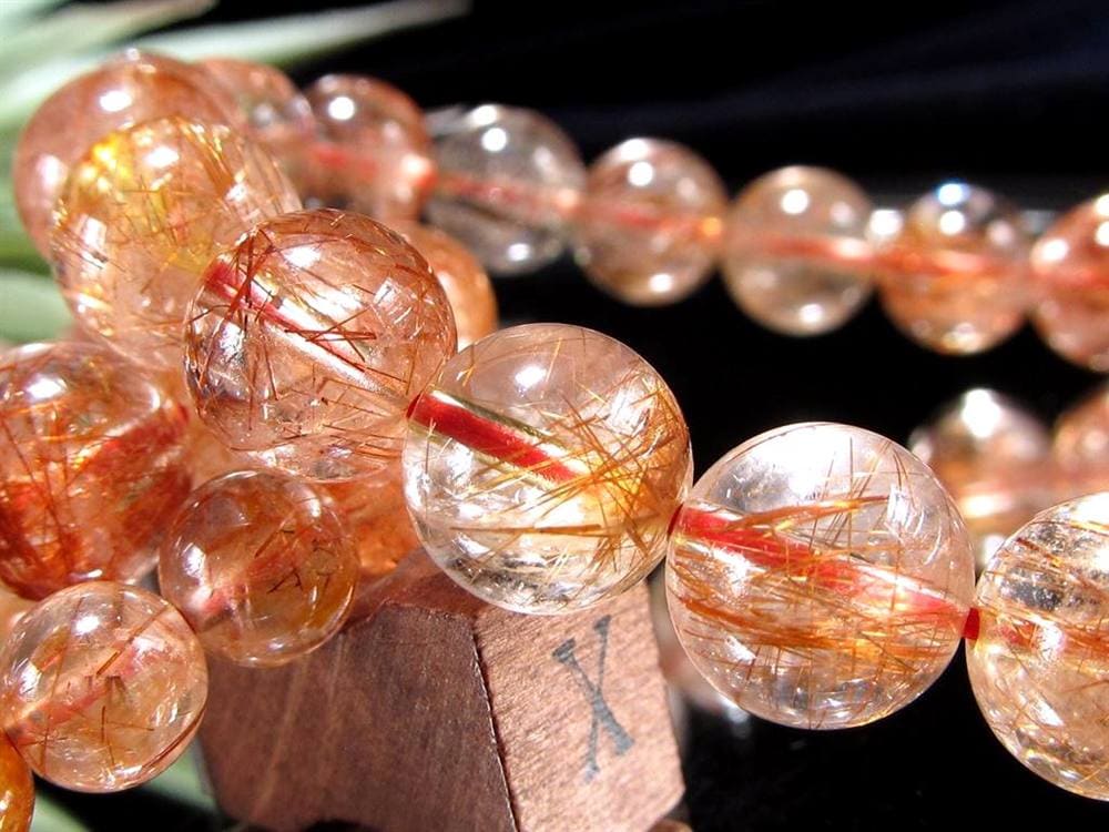 オレンジルチルクォーツ ブレスレット ルチルレイテッドクォーツ 針入り水晶 ルチル針