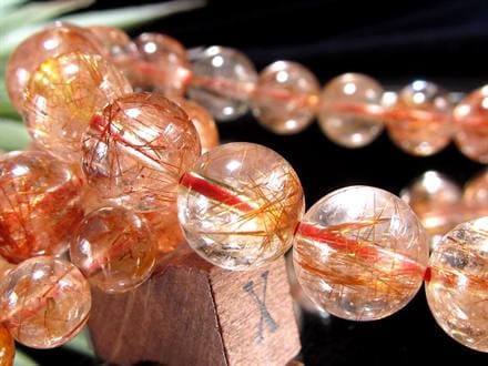 オレンジルチルクォーツ ブレスレット ルチルレイテッドクォーツ 針入り水晶 ルチル針
