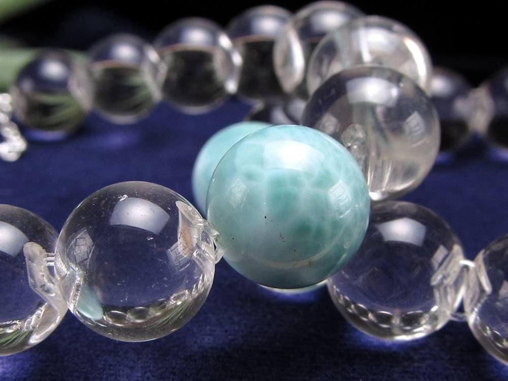 水晶 クリスタル ラリマー ブレスレット 牛穴