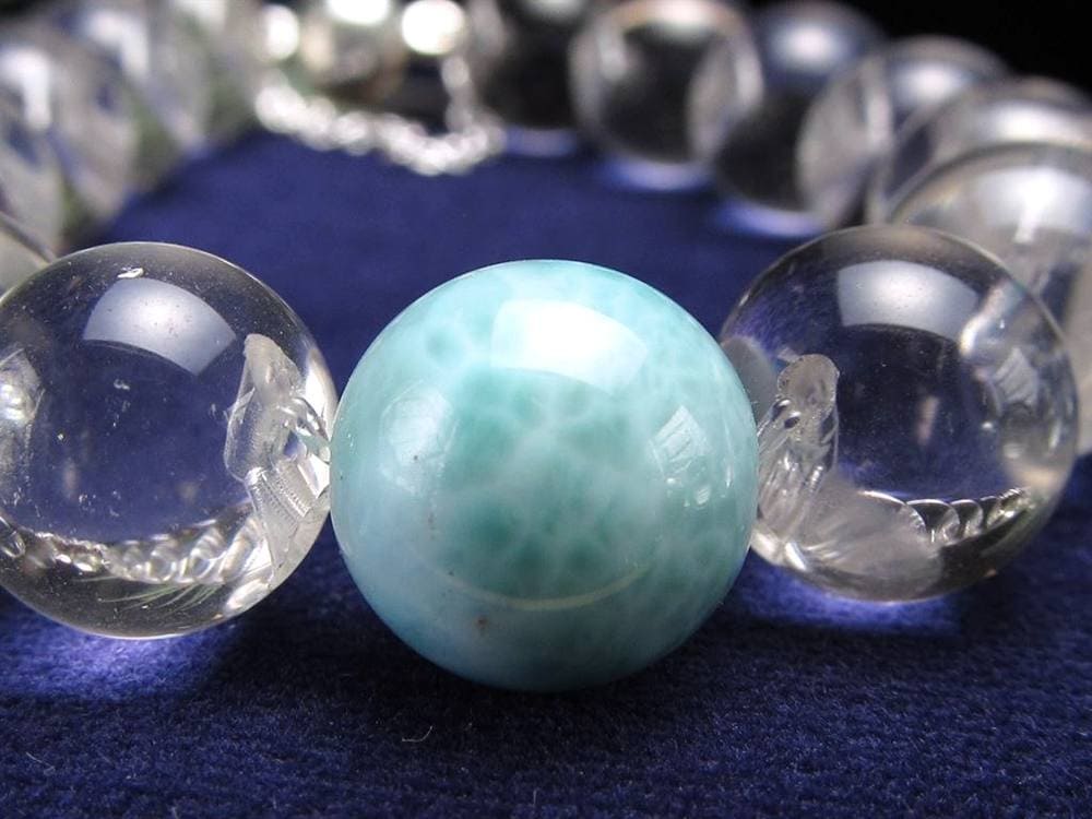 水晶 クリスタル ラリマー ブレスレット 牛穴