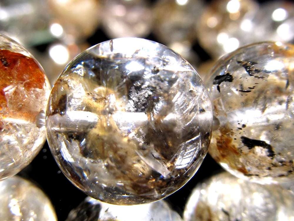 エレスチャルクォーツ 骸骨水晶 ブレスレット ライモナイト グラファイト
