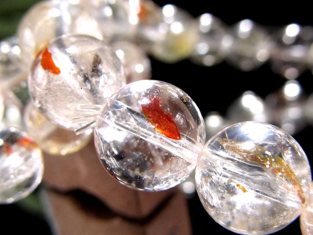 ライモナイトインクォーツ ブレスレット 褐鉄鉱 水晶 貫入