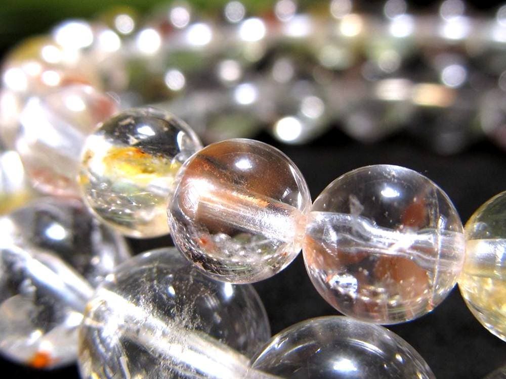 ライモナイトインクォーツ ブレスレット 褐鉄鉱 水晶 貫入