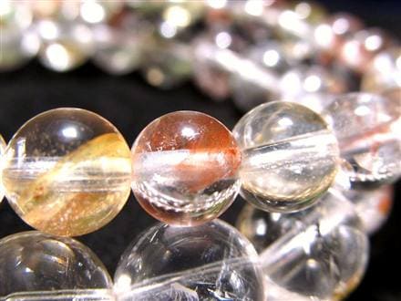 ライモナイトインクォーツ ブレスレット 褐鉄鉱 水晶 貫入