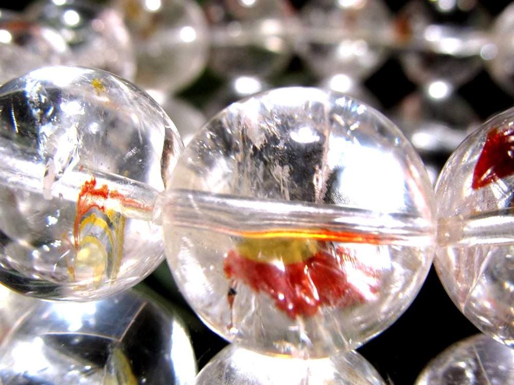 ライモナイトインクォーツ ブレスレット 褐鉄鉱 水晶 貫入