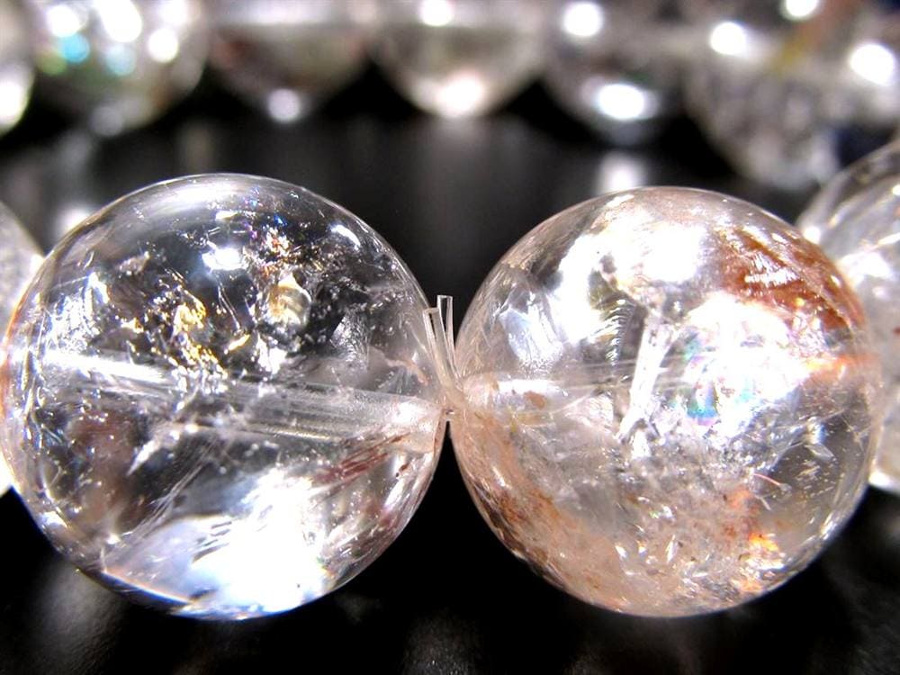 ライモナイトインクォーツ ブレスレット 褐鉄鉱 水晶 貫入