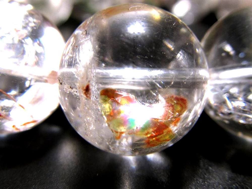ライモナイトインクォーツ ブレスレット 褐鉄鉱 水晶 貫入