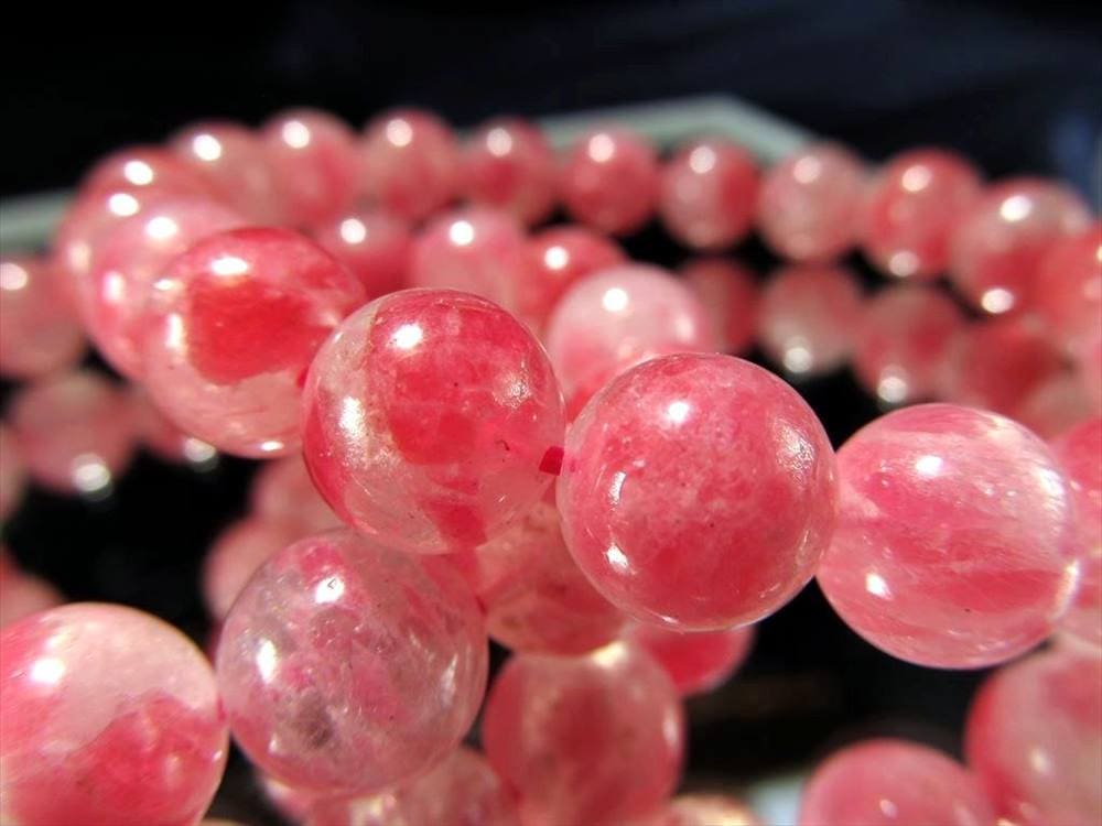 ロードナイトシリカ 薔薇輝石 ブレスレット 水晶 混合石