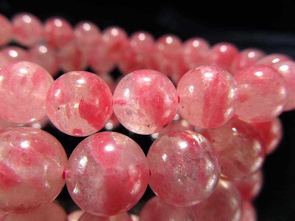 ロードナイトシリカ 薔薇輝石 ブレスレット 水晶 混合石