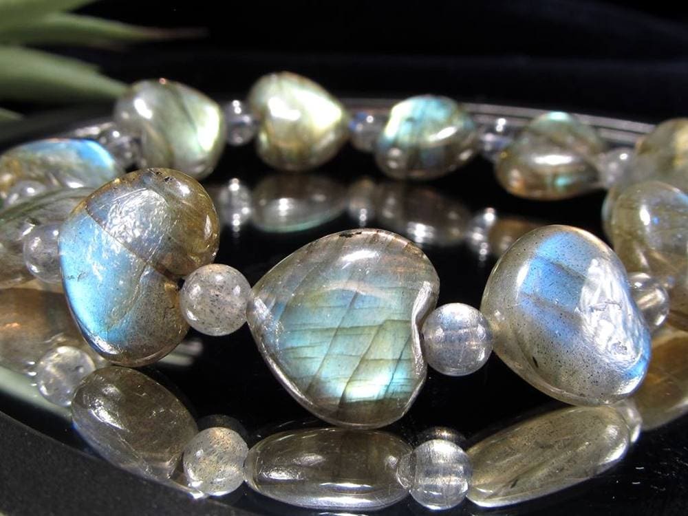 ラブラドライト 曹灰長石 ブレスレット シラー ラブラドレッセンス