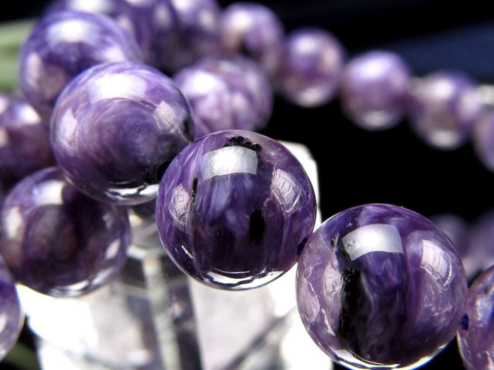 チャロアイト ブラックパープルチャロアイト チャロ石 ブレスレット ブラックチャロアイト シリカ