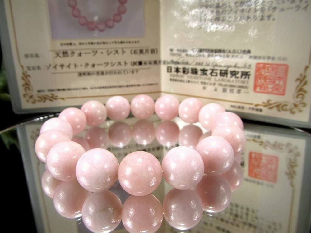 チューライト 桃簾石 ブレスレット 赤いゾイサイト ミルキーピンク