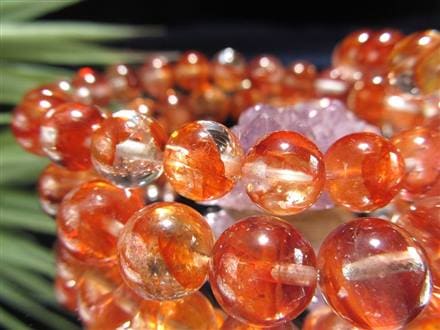 レッドライモナイトインクォーツ 褐鉄鉱入り水晶 ブレスレット マダガスカル産 ライモナイトインクォーツ