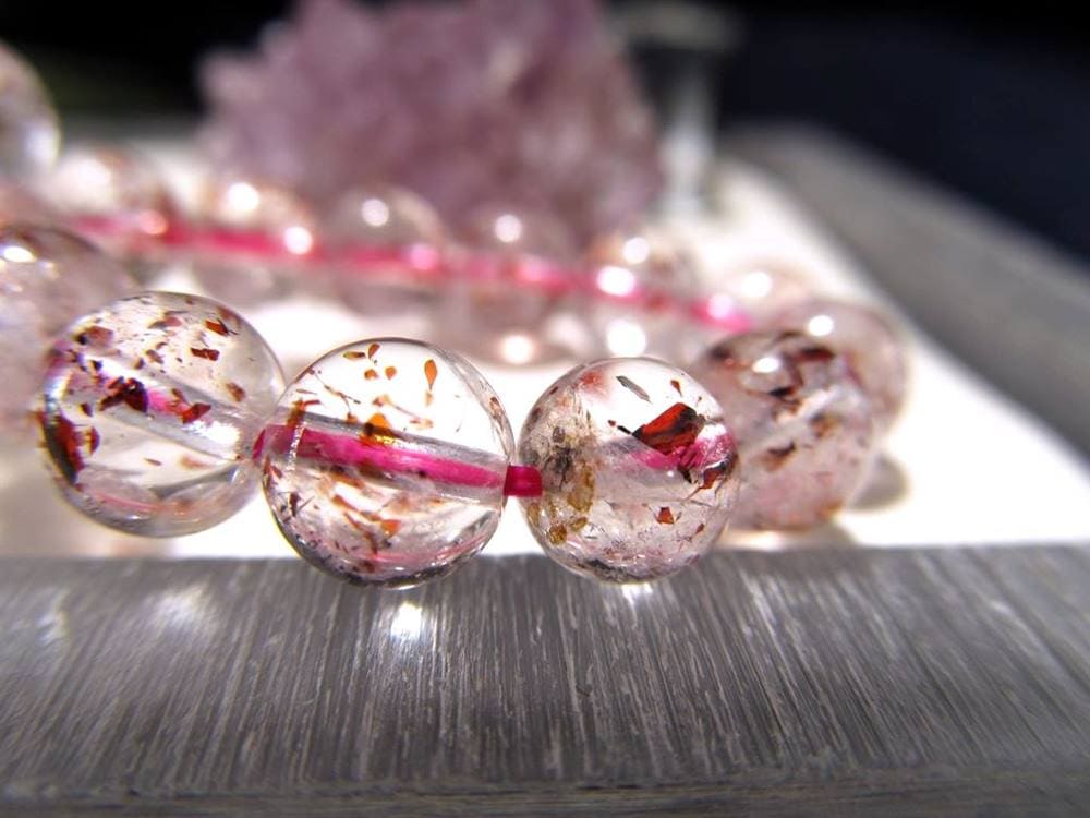 レピドクロサイト ブラックレピドクロサイト ストロベリークォーツ 苺水晶 ブレスレット