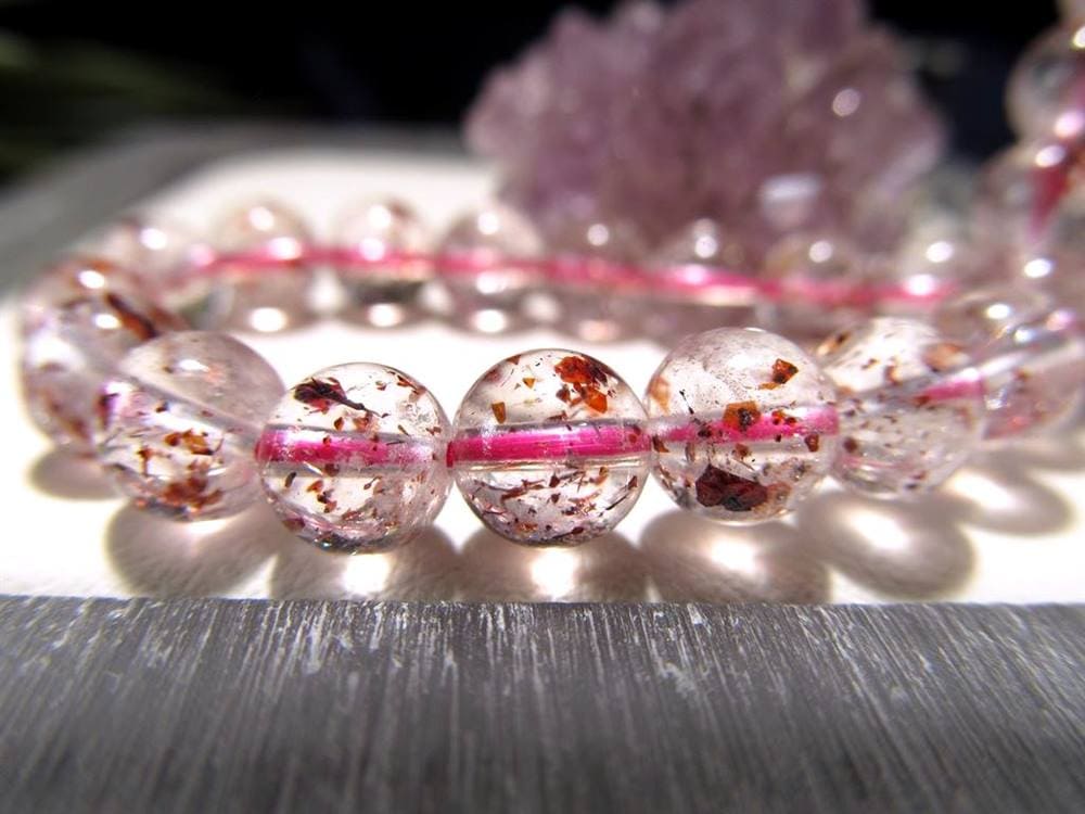 レピドクロサイト ブラックレピドクロサイト ストロベリークォーツ 苺水晶 ブレスレット