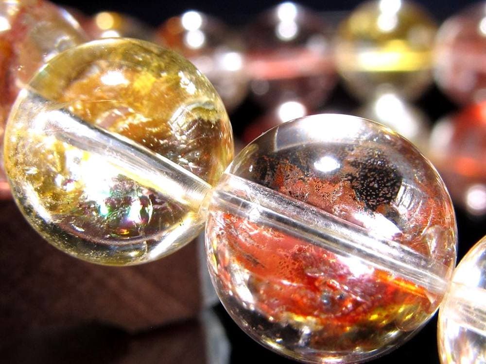 ライモナイトインクォーツ シンフォニックオーロラクォーツ 褐鉄鉱入り水晶 ブレスレット