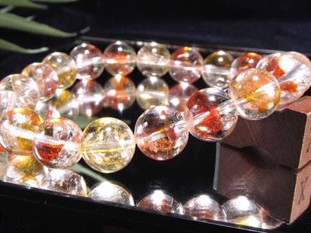 ライモナイトインクォーツ シンフォニックオーロラクォーツ 褐鉄鉱入り水晶 ブレスレット