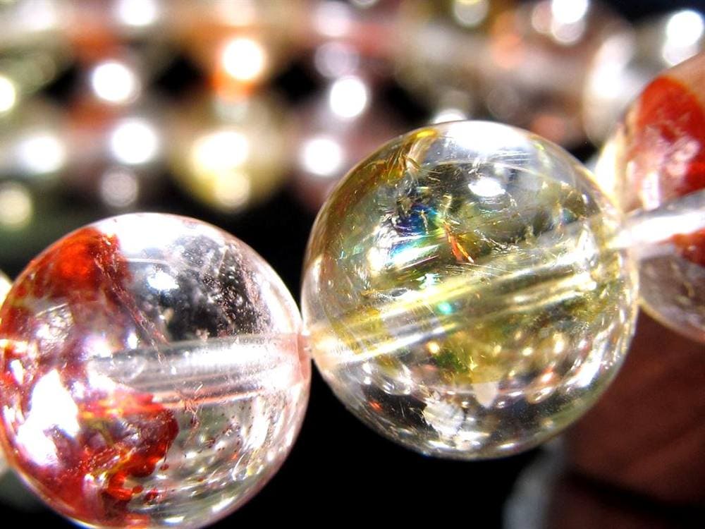 ライモナイトインクォーツ シンフォニックオーロラクォーツ 褐鉄鉱入り水晶 ブレスレット