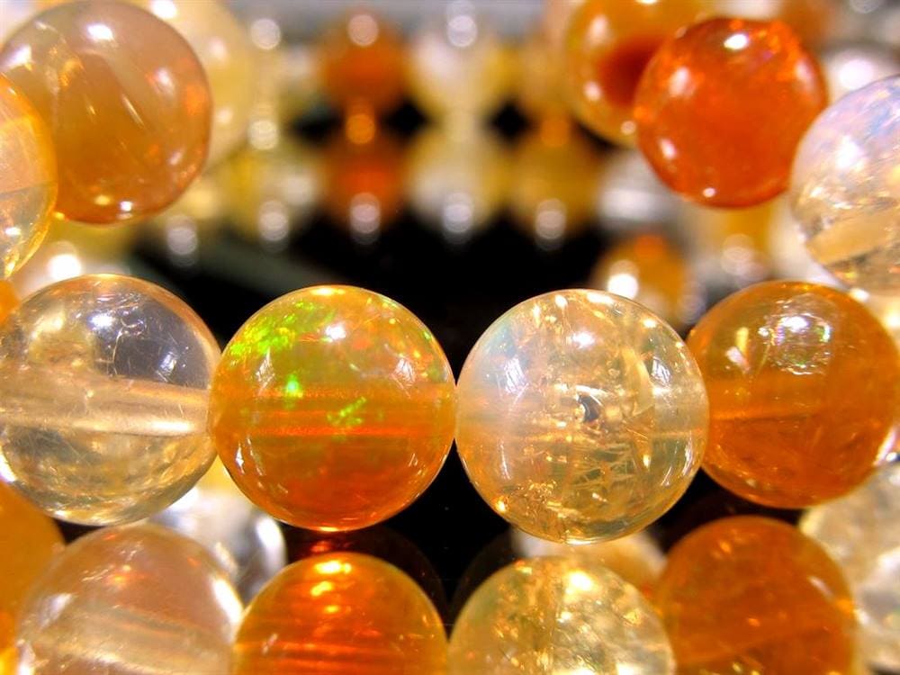 ファイアオパール タンブルブレスレット ファイヤーオパール レッドオパール 蛋白石