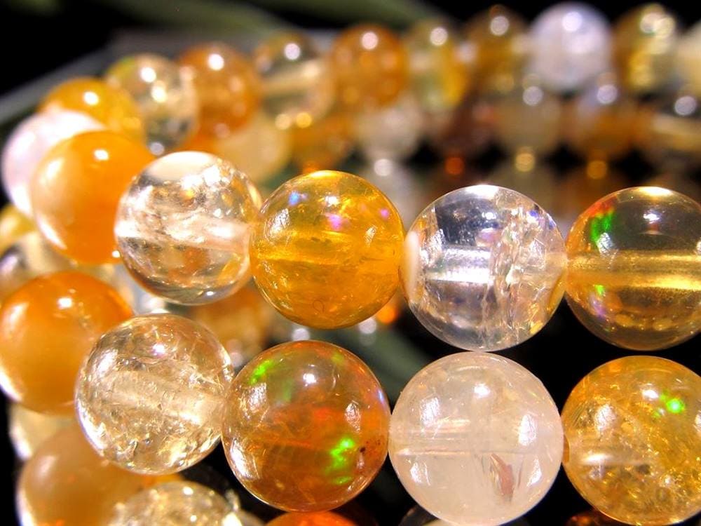 ファイアオパール タンブルブレスレット ファイヤーオパール レッドオパール 蛋白石