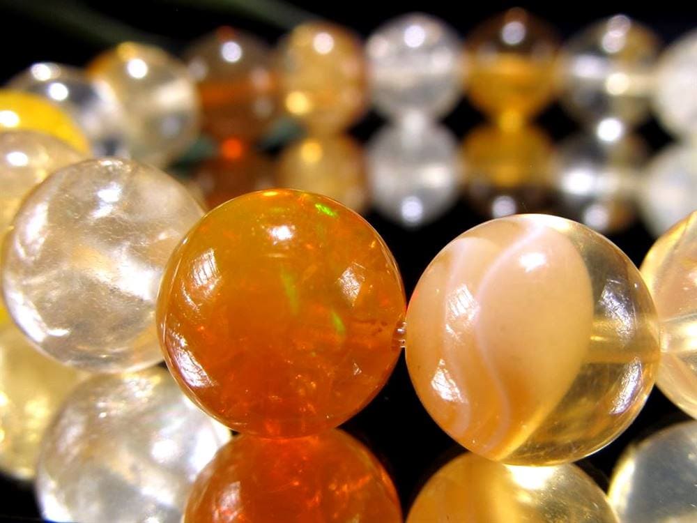 ファイアオパール タンブルブレスレット ファイヤーオパール レッドオパール 蛋白石