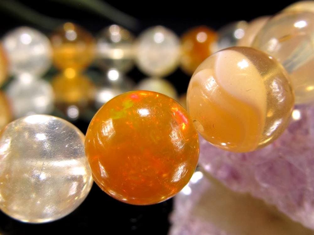 ファイアオパール タンブルブレスレット ファイヤーオパール レッドオパール 蛋白石