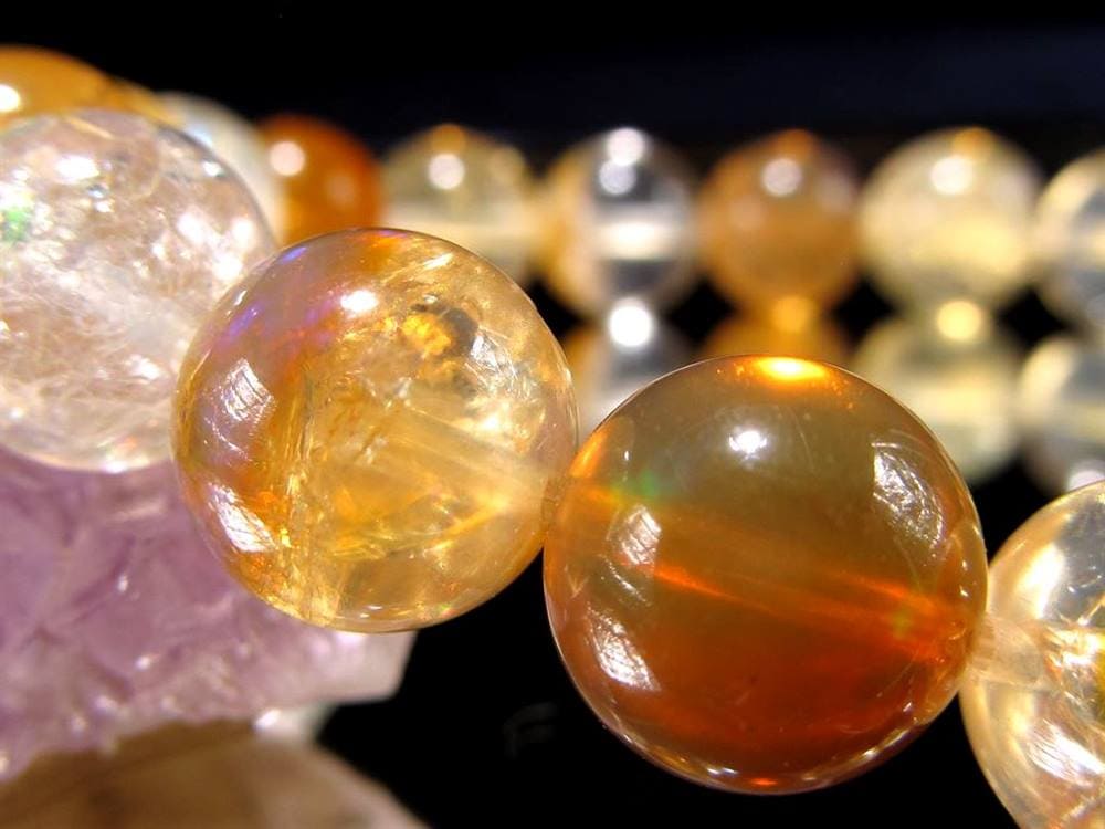 ファイアオパール タンブルブレスレット ファイヤーオパール レッドオパール 蛋白石