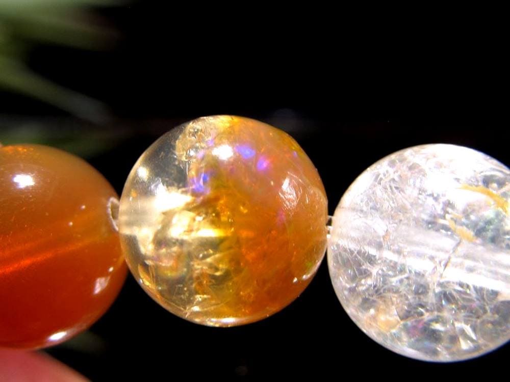 ファイアオパール タンブルブレスレット ファイヤーオパール レッドオパール 蛋白石