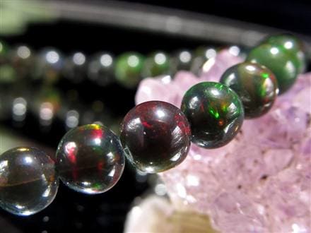 ブラックオパール ブレスレット カット 遊色 ダークカラー